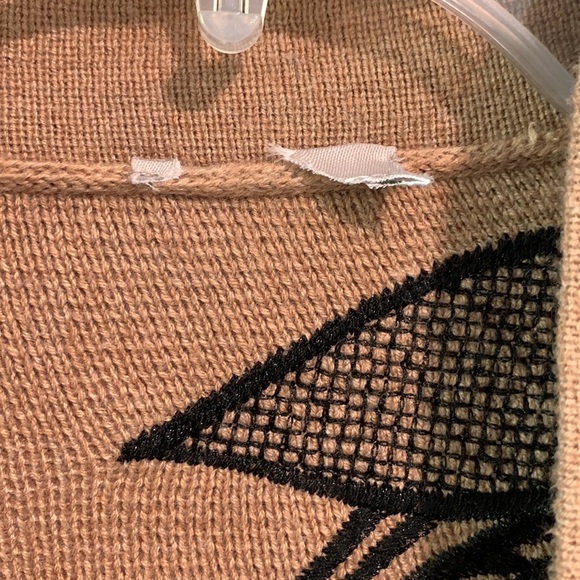 Chicos - tan/black embroidered sweater coat - Picture 6 of 13